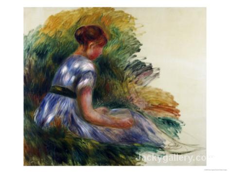 Young Girl Sitting in the Grass by Pierre Auguste Renoir paintings reproduction